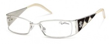 Roberto Cavalli RC0481 Eyeglasses Eyeglasses - 018 - Rhodium- dark brown/cream white stamped lizzard leather insert