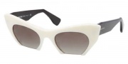 Miu Miu MU 10OS Sunglasses Sunglasses - 7S34M1 Ivory / Black / Green Gradient Lens