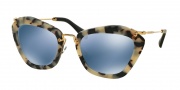 Miu Miu MU 10NS Sunglasses Sunglasses - HAO4N0 Sand Havana/Sand dk Brown / Light Blue Mirror Silver