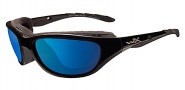 Wiley X Wx Airrage Sungasses Sunglasses - 698 Gloss Black / Polarized Blue Mirror