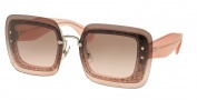 Miu Miu 01RS Sunglasses Sunglasses - UEU1E2 Transparent Pink Glitter / Pink Gradient Grey